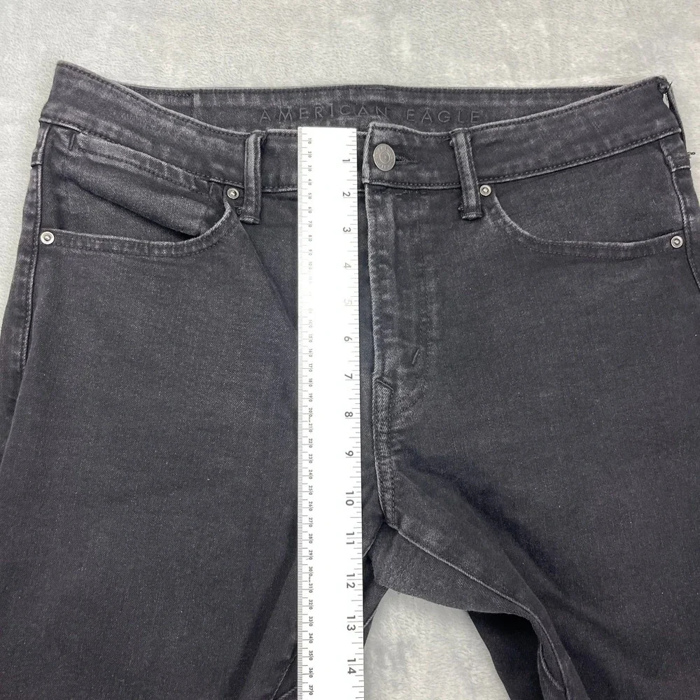 American Eagle Jeans Mens 34x32 Black Denim‎ Athletic Fit Airflex+ Skinny Leg